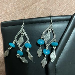 Authentic Alex and ani earrings in stainless steel and turquoise